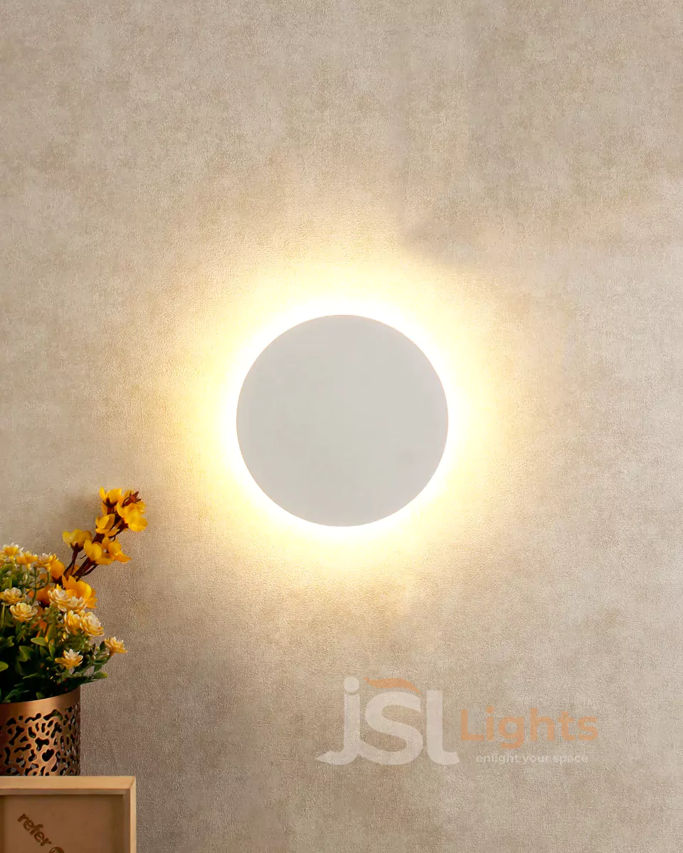 12W White Round Moon Outdoor Wall Washer 7080 Weather Proof Wall Decorative Lights IP54
