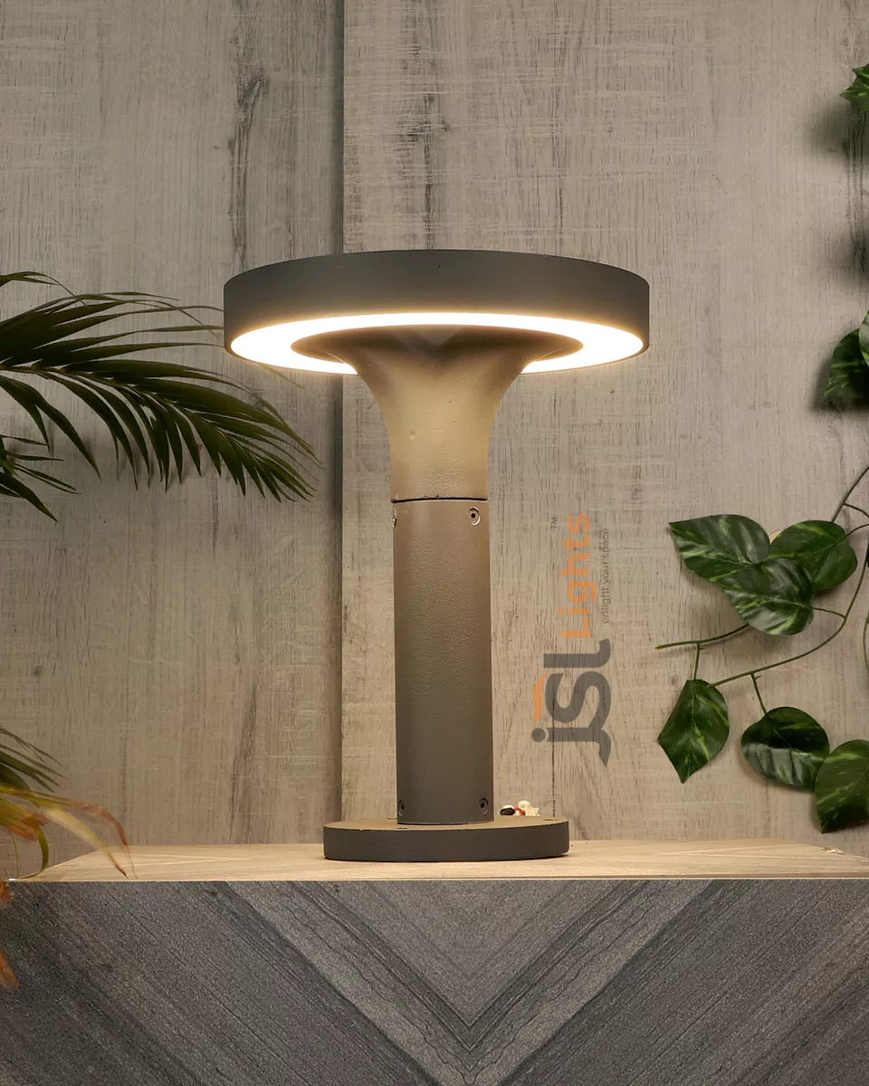 15" Grey LED Gate Light 1051 Outdoor Pillar Post Light 12W Aluminium Body IP65 Gate Lamp with inbuild 12W LED OFF