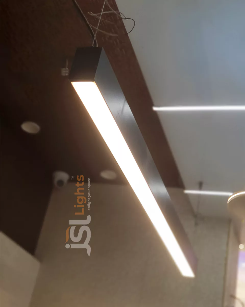 4 Feet Black Linear Office Pendant Light 40W Aluminium Linear Hanging Profile Light 852 for Office Gym and Cafe