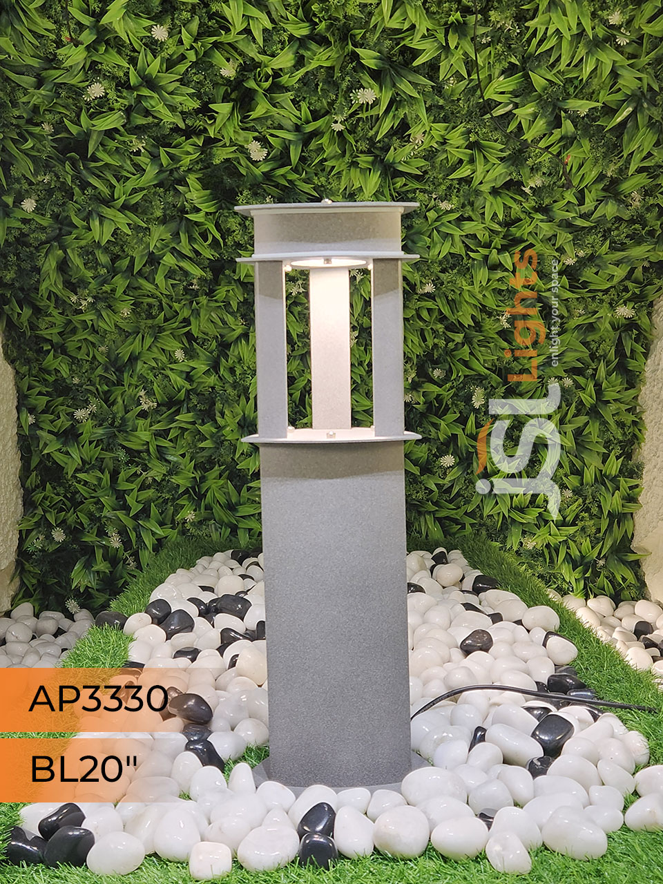 Apra 3330 Garden Bollard Light 20 Inches Waterproof Pathway Light with 12w LED Light