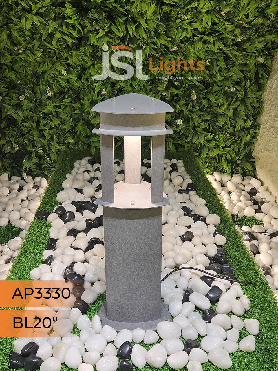 Apra 3330 Garden Bollard Light 20 Inches Waterproof Pathway Light with 12w LED Light