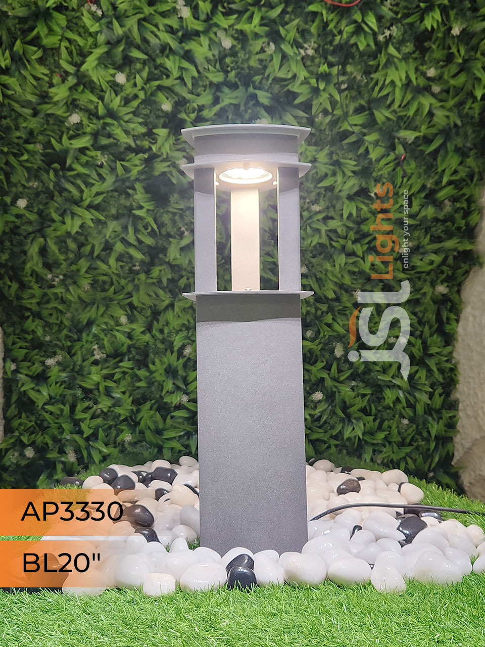 Apra 3330 Garden Bollard Light 20 Inches Waterproof Pathway Light with 12w LED Light