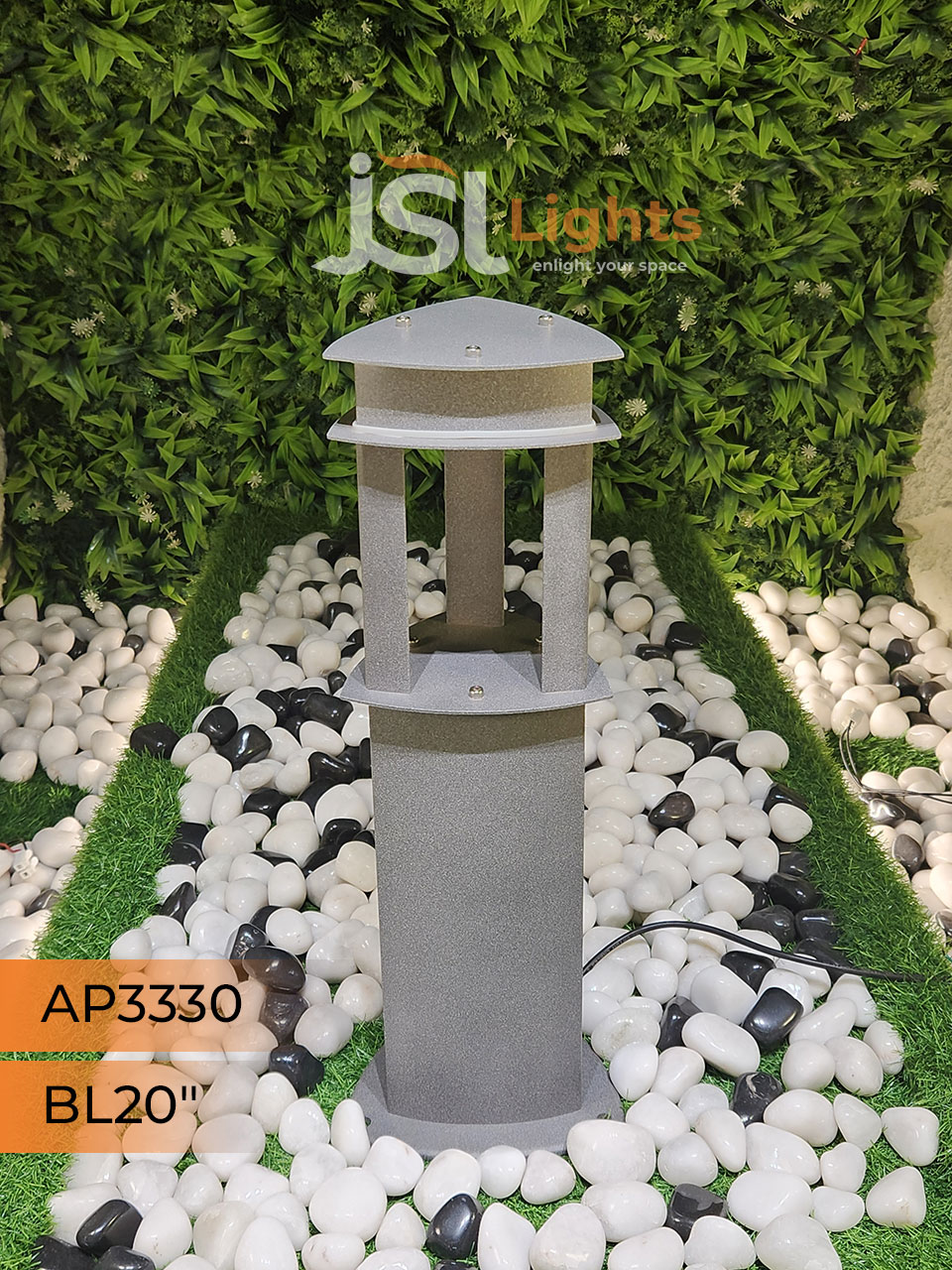 Apra 3330 Garden Bollard Light 20 Inches Waterproof Pathway Light with 12w LED Light