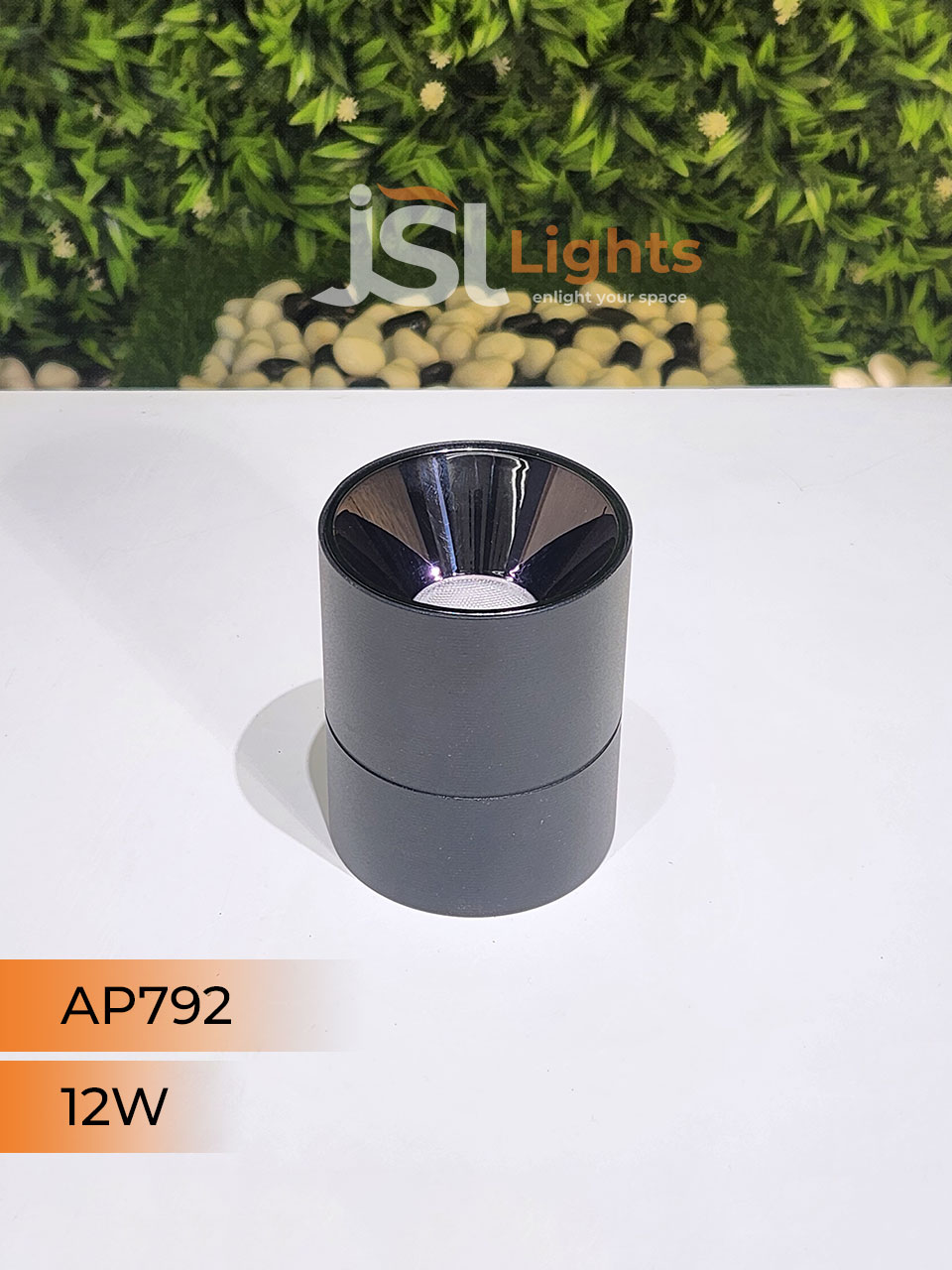 12W Round Surface Cylindrical Light for Ceiling Perl Black Reflector 792 Surface Cylinder