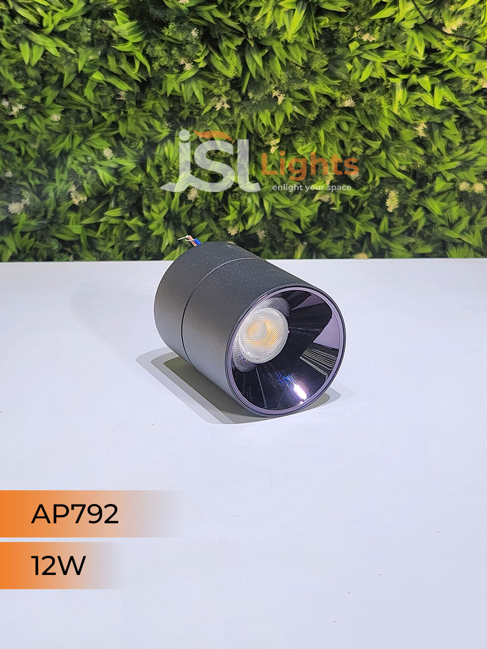12W Round Surface Cylindrical Light for Ceiling Perl Black Reflector 792 Surface Cylinder