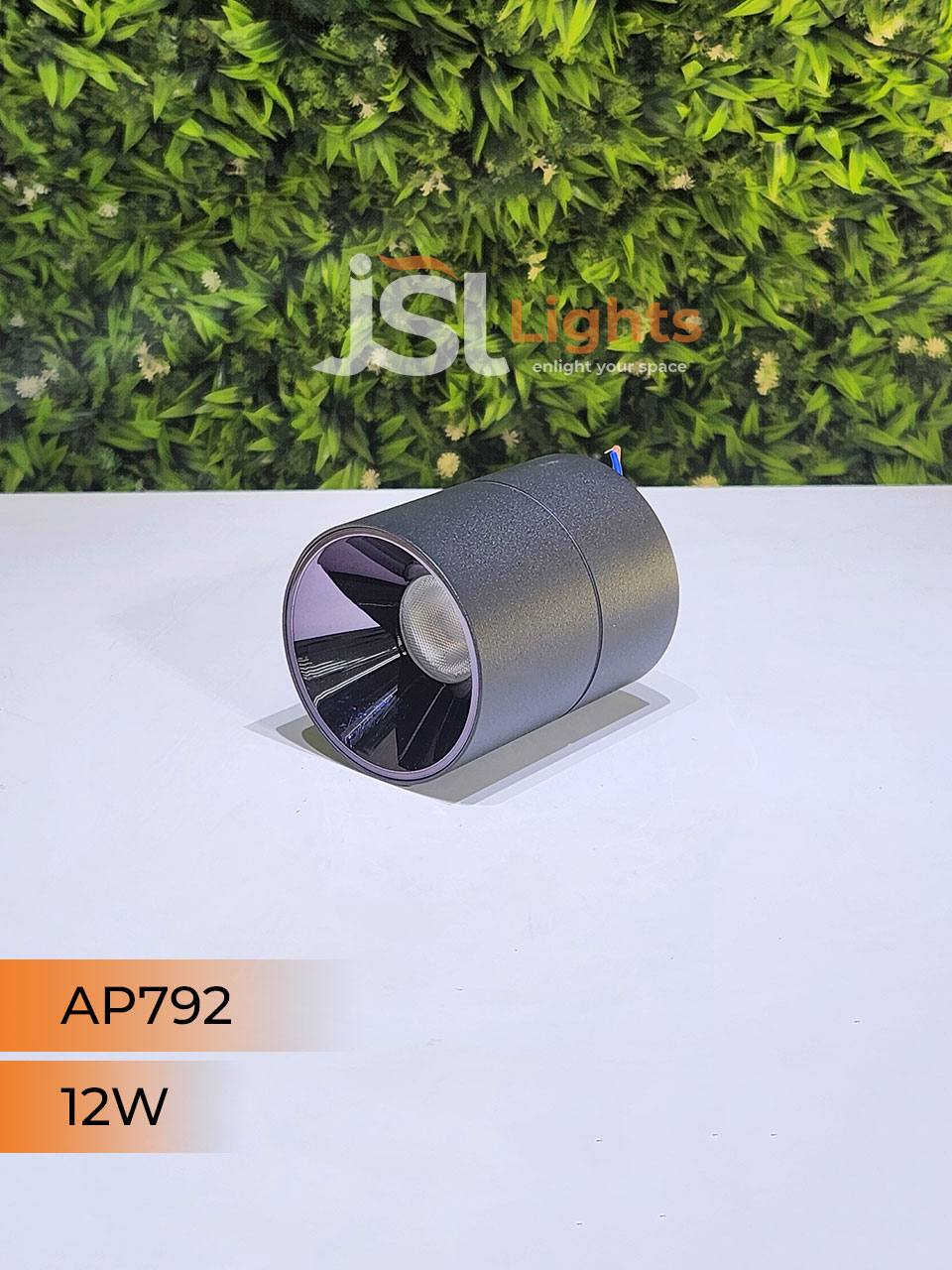 12W Round Surface Cylindrical Light for Ceiling Perl Black Reflector 792 Surface Cylinder