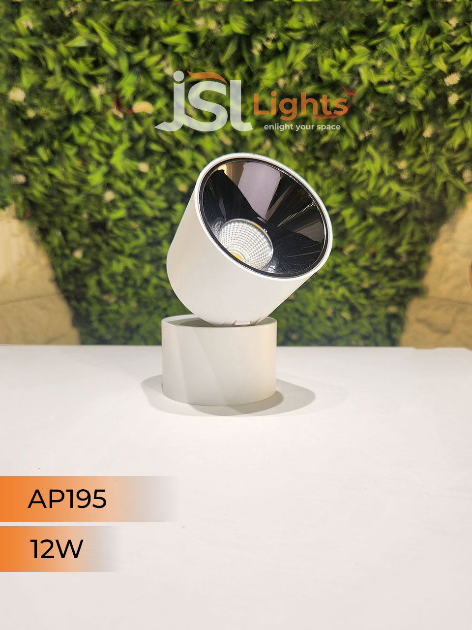 12W White Adjustable Surface Cylindrical Light 195 with Rose Gold Reflector Surface Cylinder