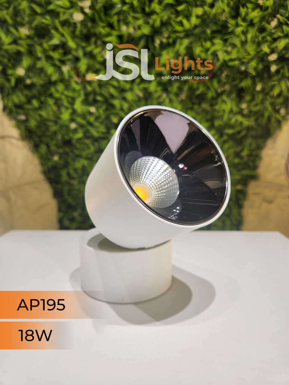 18W White Adjustable Surface Cylindrical Light 195 with Rose Gold Reflector Surface Cylinder