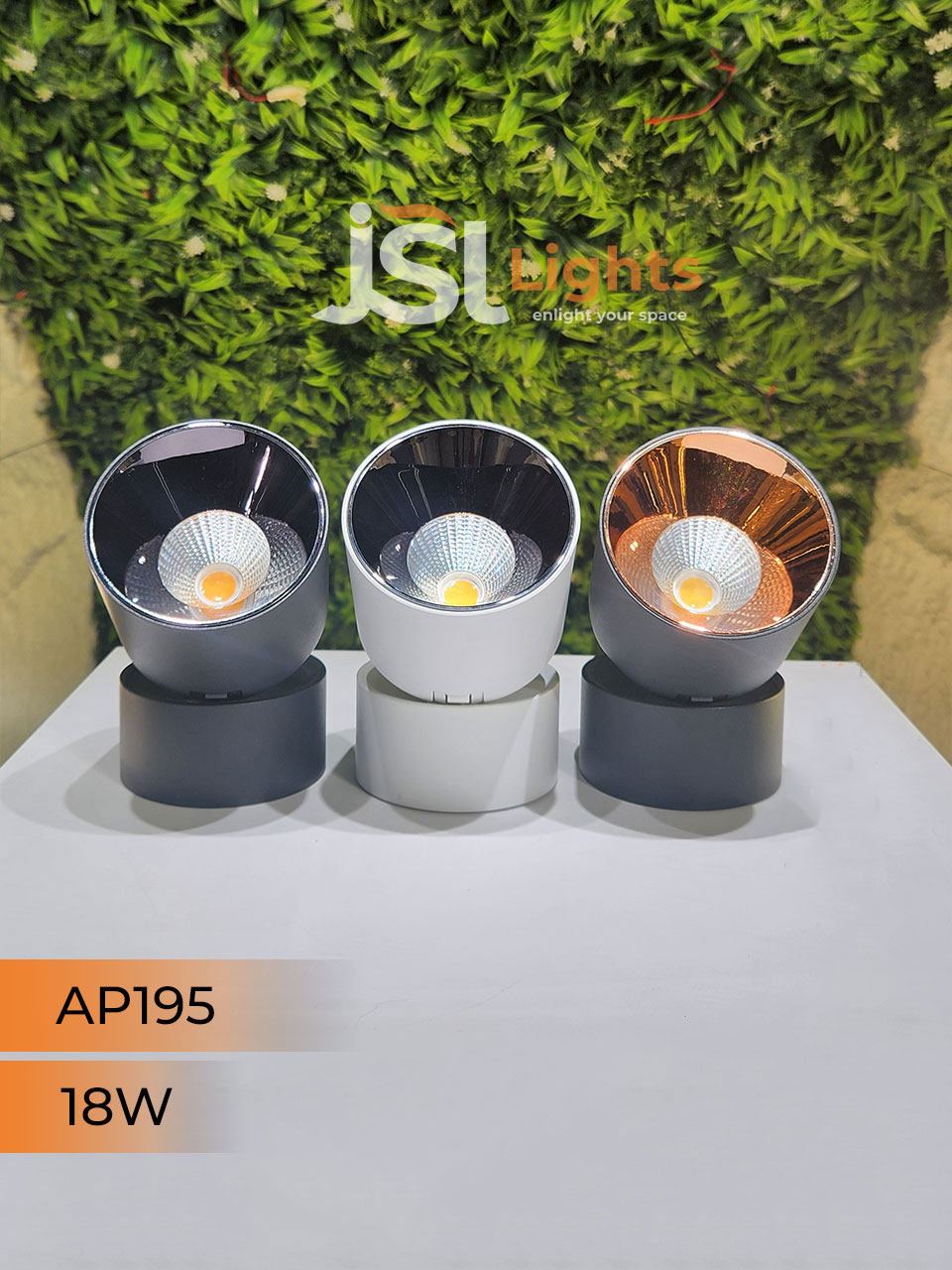 18W White Adjustable Surface Cylindrical Light 195 with Rose Gold Reflector Surface Cylinder