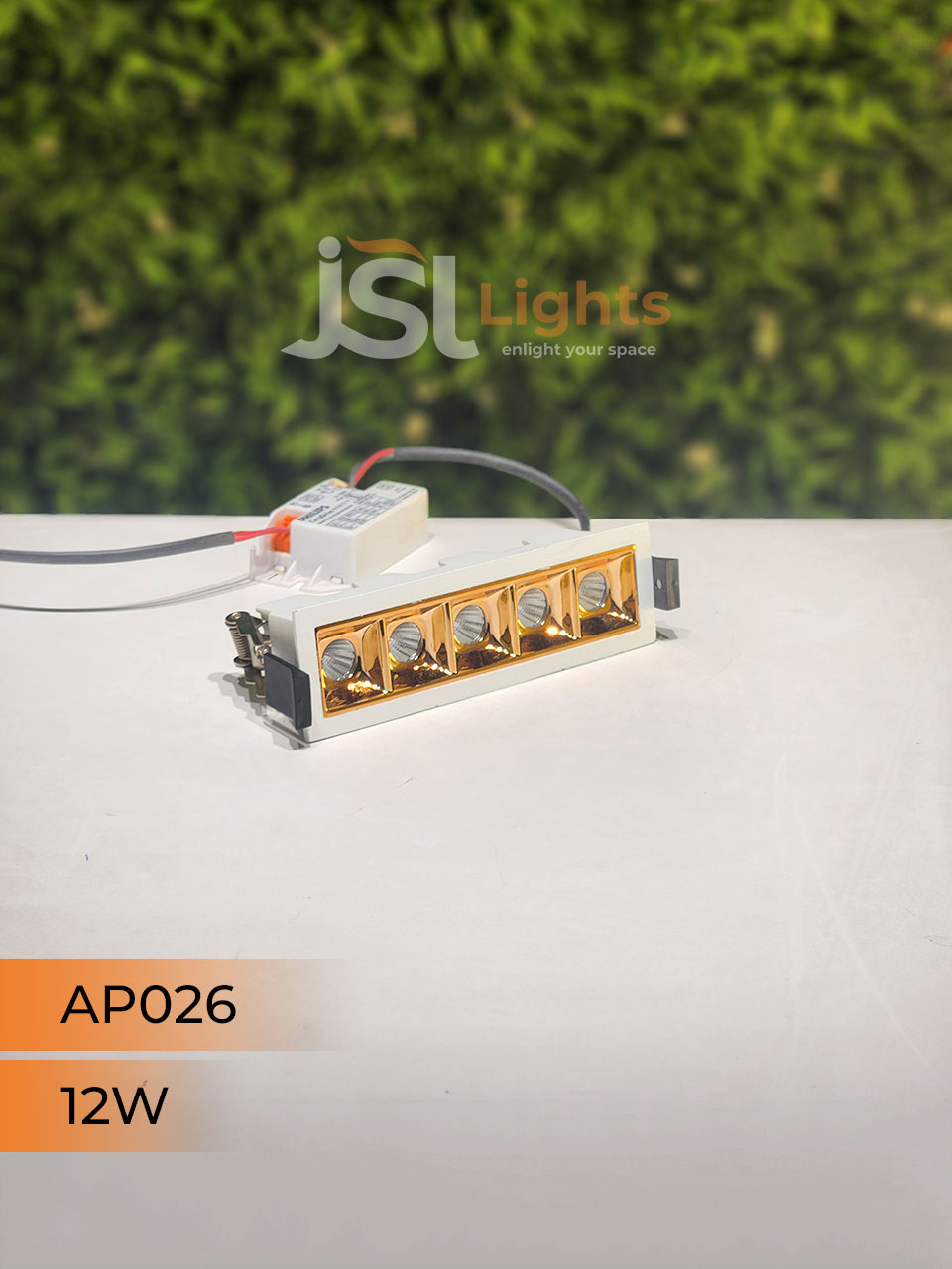 12W White Linear Architectural Light Ceiling Spotlight with Rosegold Reflector and Driver (AP026)