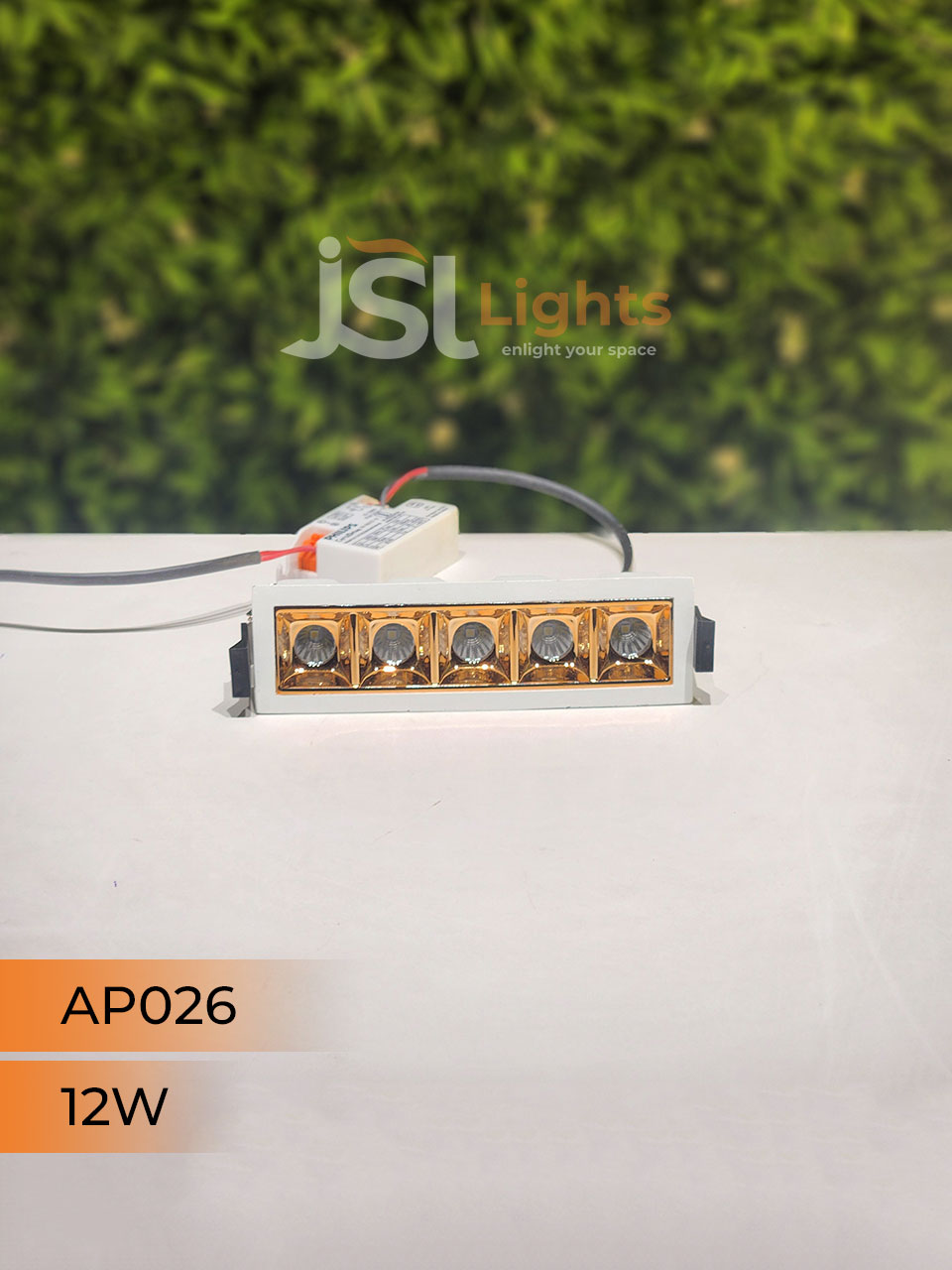 12W White Linear Architectural Light Ceiling Spotlight with Rosegold Reflector and Driver (AP026)