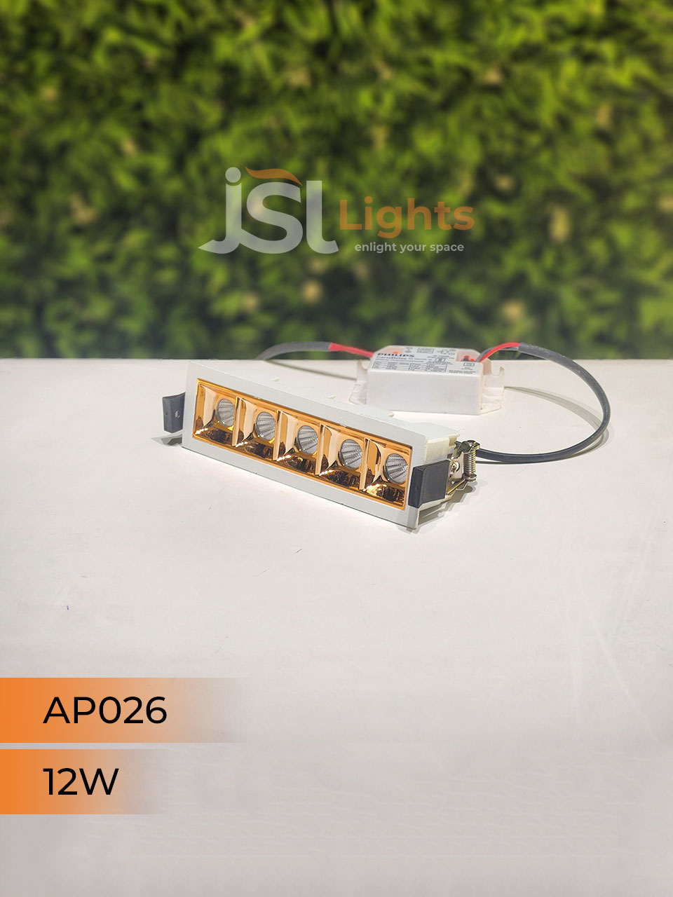 12W White Linear Architectural Light Ceiling Spotlight with Rosegold Reflector and Driver (AP026)