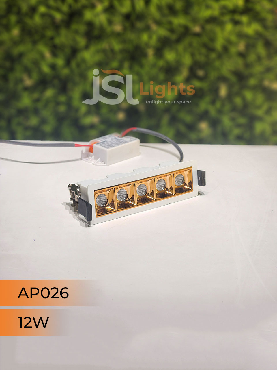 12W White Linear Architectural Light Ceiling Spotlight with Rosegold Reflector and Driver (AP026)
