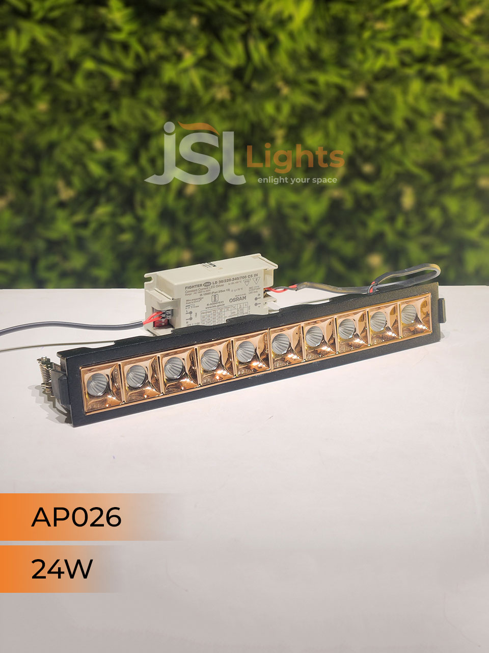 24W Black Linear Architectural Light Ceiling Spotlight with Rosegold Reflector and Driver (AP026)