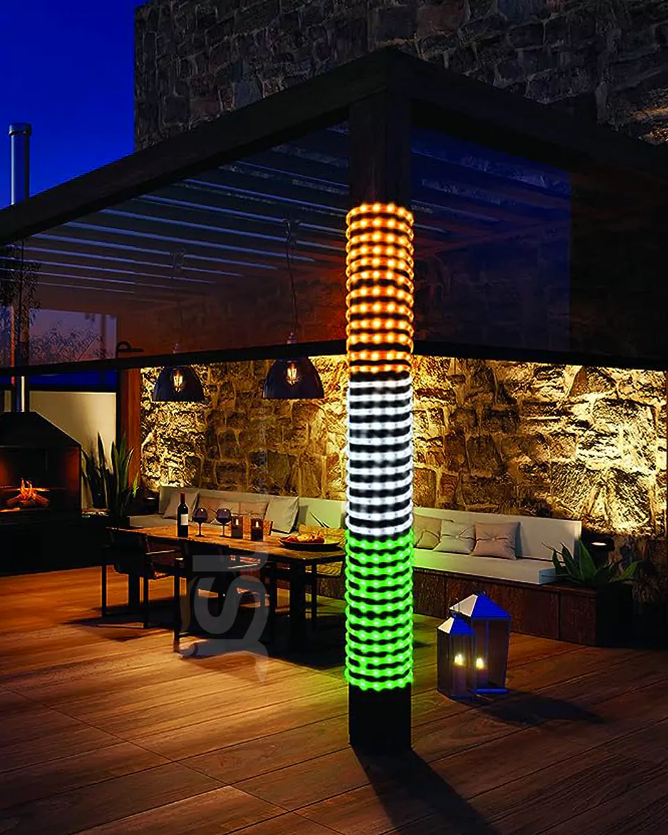 120 LED Tiranga Street Pole Light 2835 SMD Tiranga Rope Light 18 Meter Roll IP65 Indian Flag Light ON