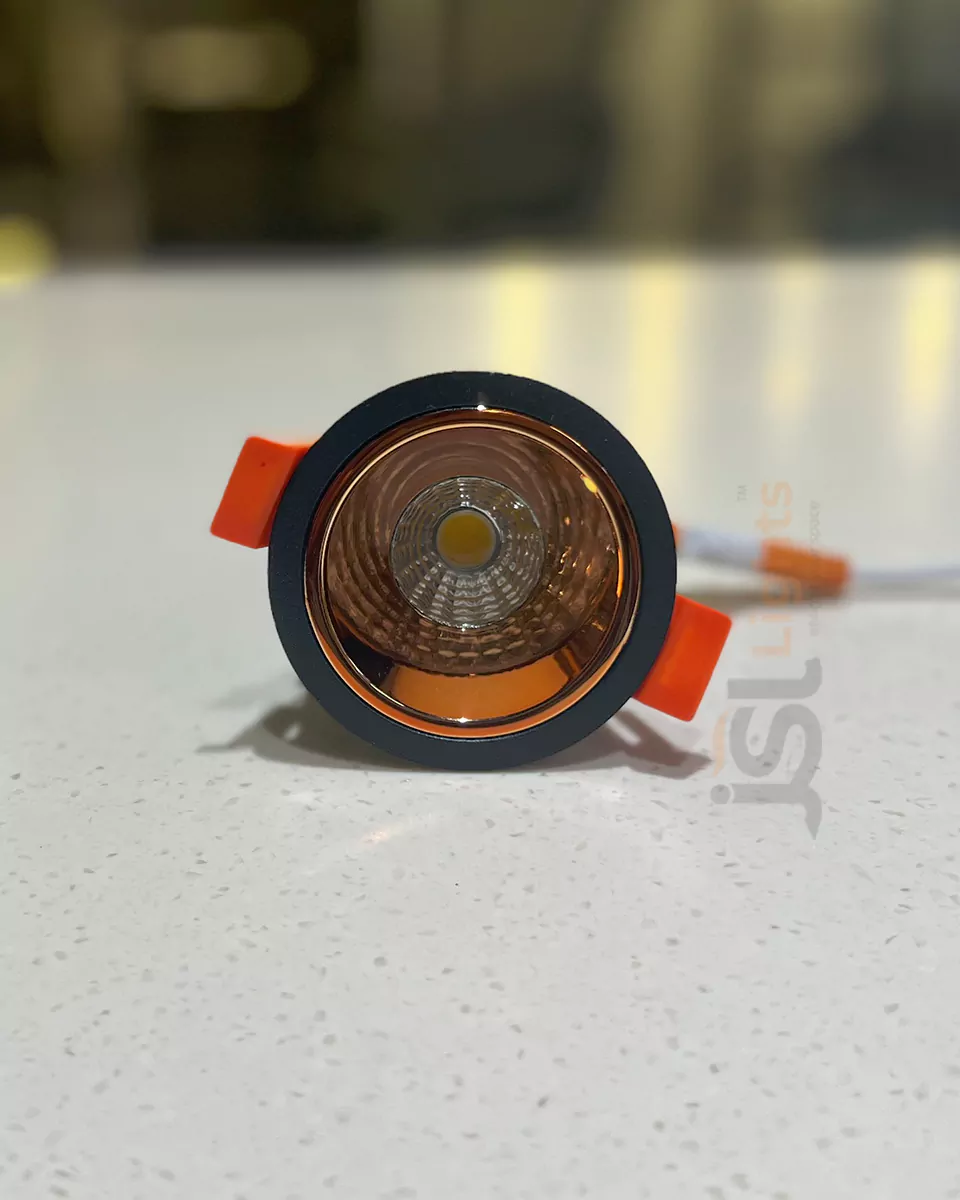 12W LX Black Deep Recessed COB Downlight 465 with RoseGold Reflector Ceiling Spotlight and Driver