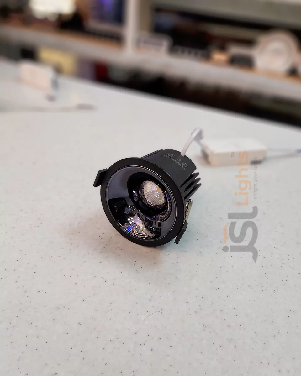 12W Black Deep Recessed COB Downlight 2058 Ceiling Spotlight with Perl Black Reflector and Driver