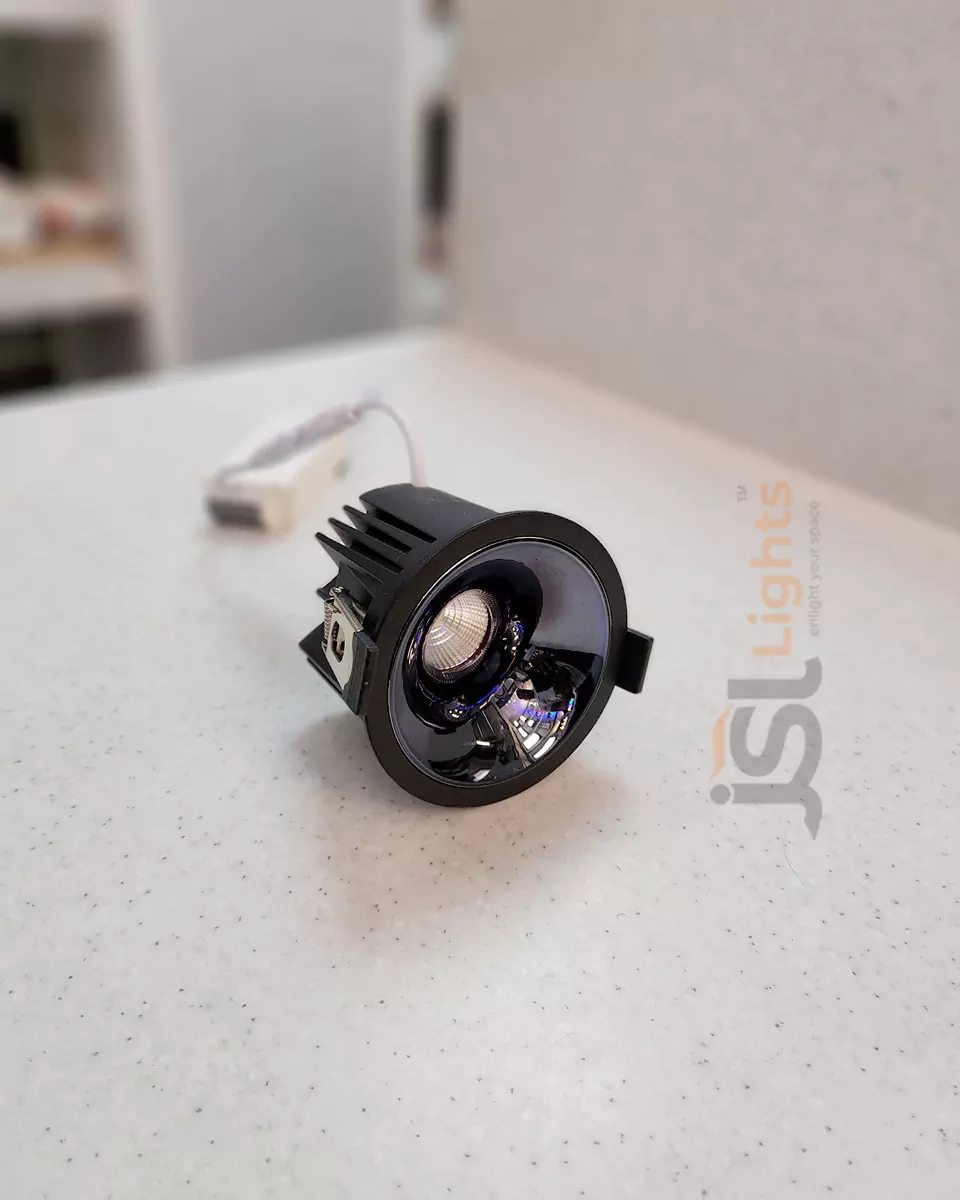 12W Black Deep Recessed COB Downlight 2058 Ceiling Spotlight with Perl Black Reflector and Driver