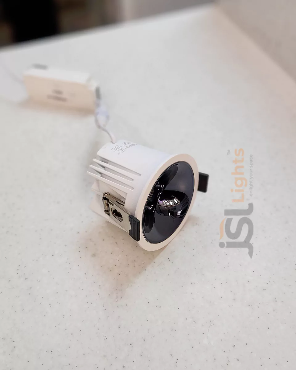 12W White Deep Recessed COB Downlight 2058 Ceiling Spotlight with Perl Black Reflector and Driver