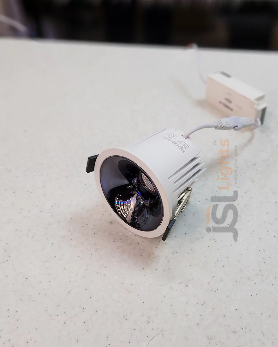 12W White Deep Recessed COB Downlight 2058 Ceiling Spotlight with Perl Black Reflector and Driver
