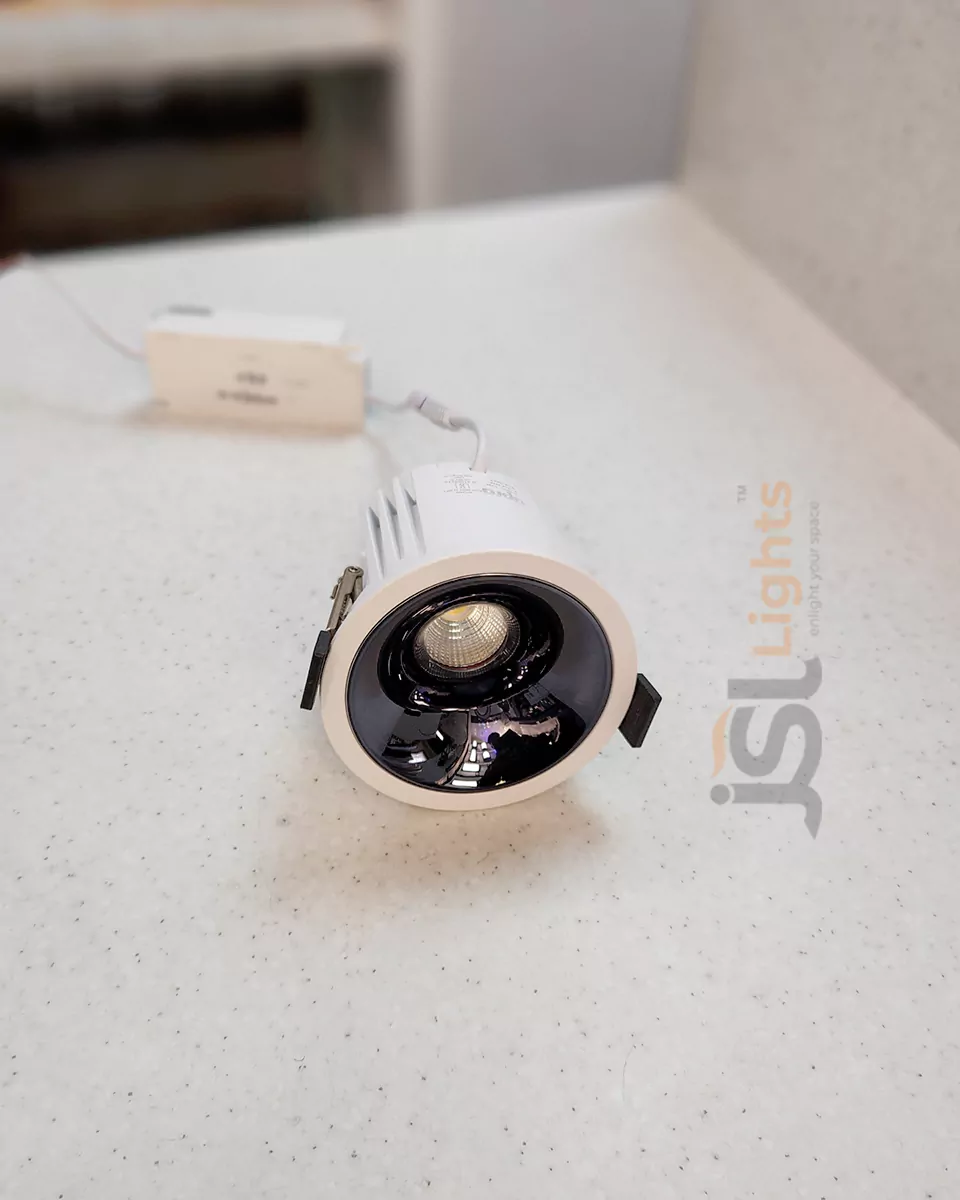 12W White Deep Recessed COB Downlight 2058 Ceiling Spotlight with Perl Black Reflector and Driver