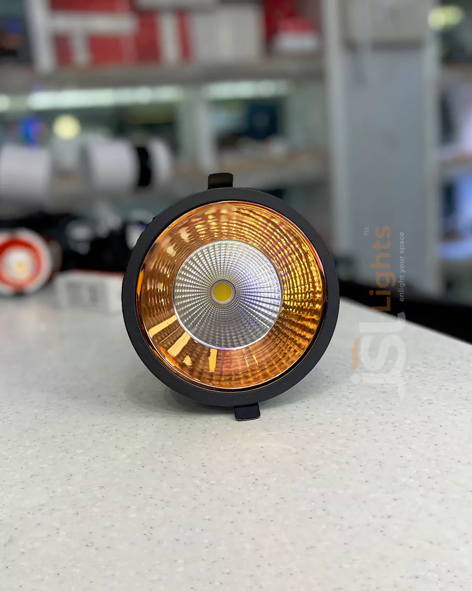 18W LX Black Deep Recessed COB Downlight 465 with RoseGold Reflector Ceiling Spotlight and Driver