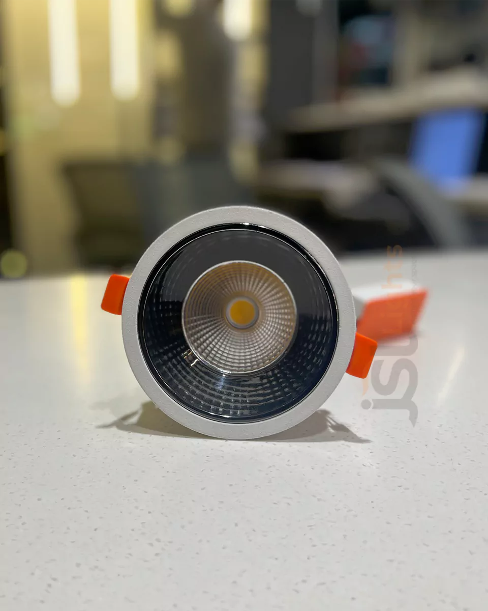 18W LX White Deep Recessed COB Downlight 465 with Perl Black Reflector Ceiling Spotlight and Driver