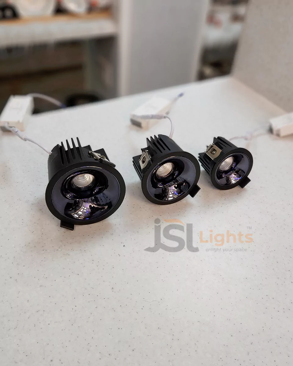 Black Deep Recessed COB Downlight 2058 Ceiling Spotlight with Perl Black Reflector and Driver