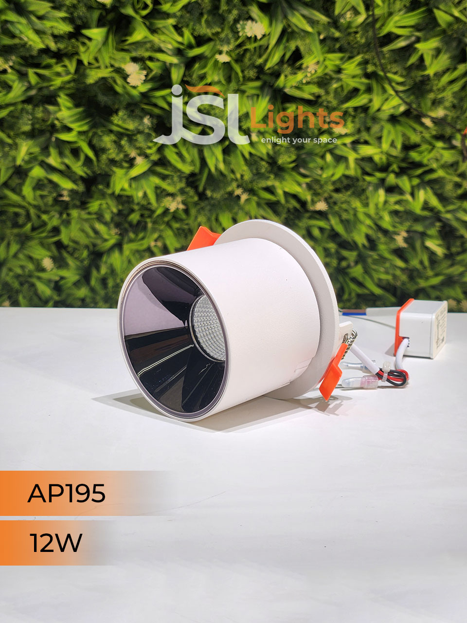 12W Apra White Recessed Cylindrical Downlight 195 for Home Ceiling Cylinder Drum Light