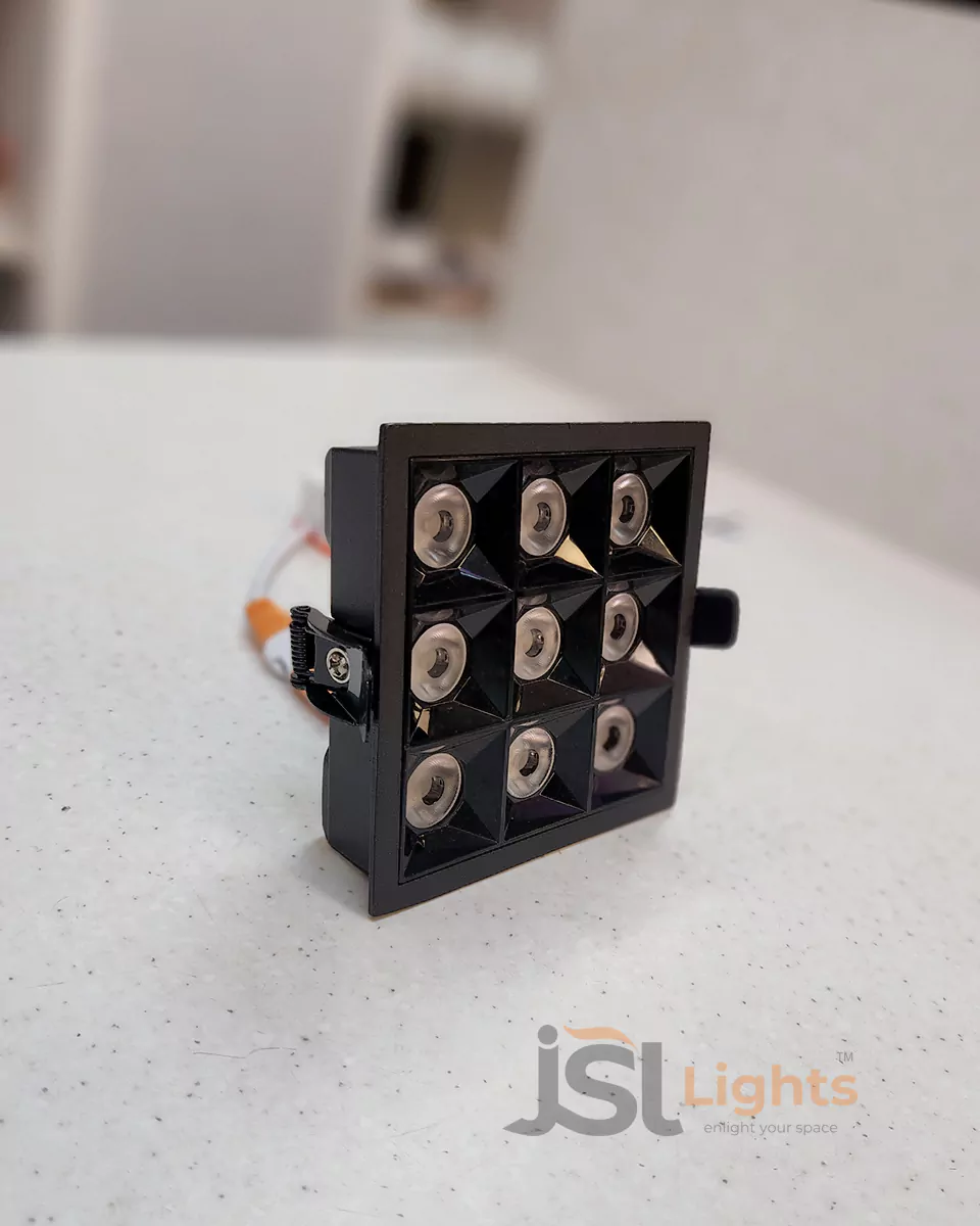 9W Square LX 935 Black Recessed Spotlight for Home Ceiling with Driver