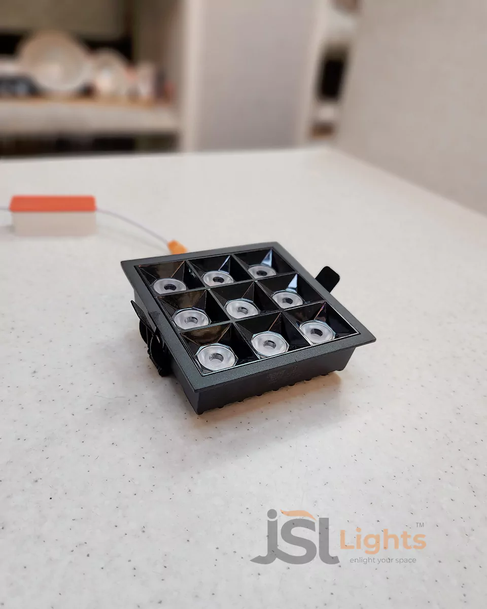 9W Square LX 935 Black Recessed Spotlight for Home Ceiling with Driver