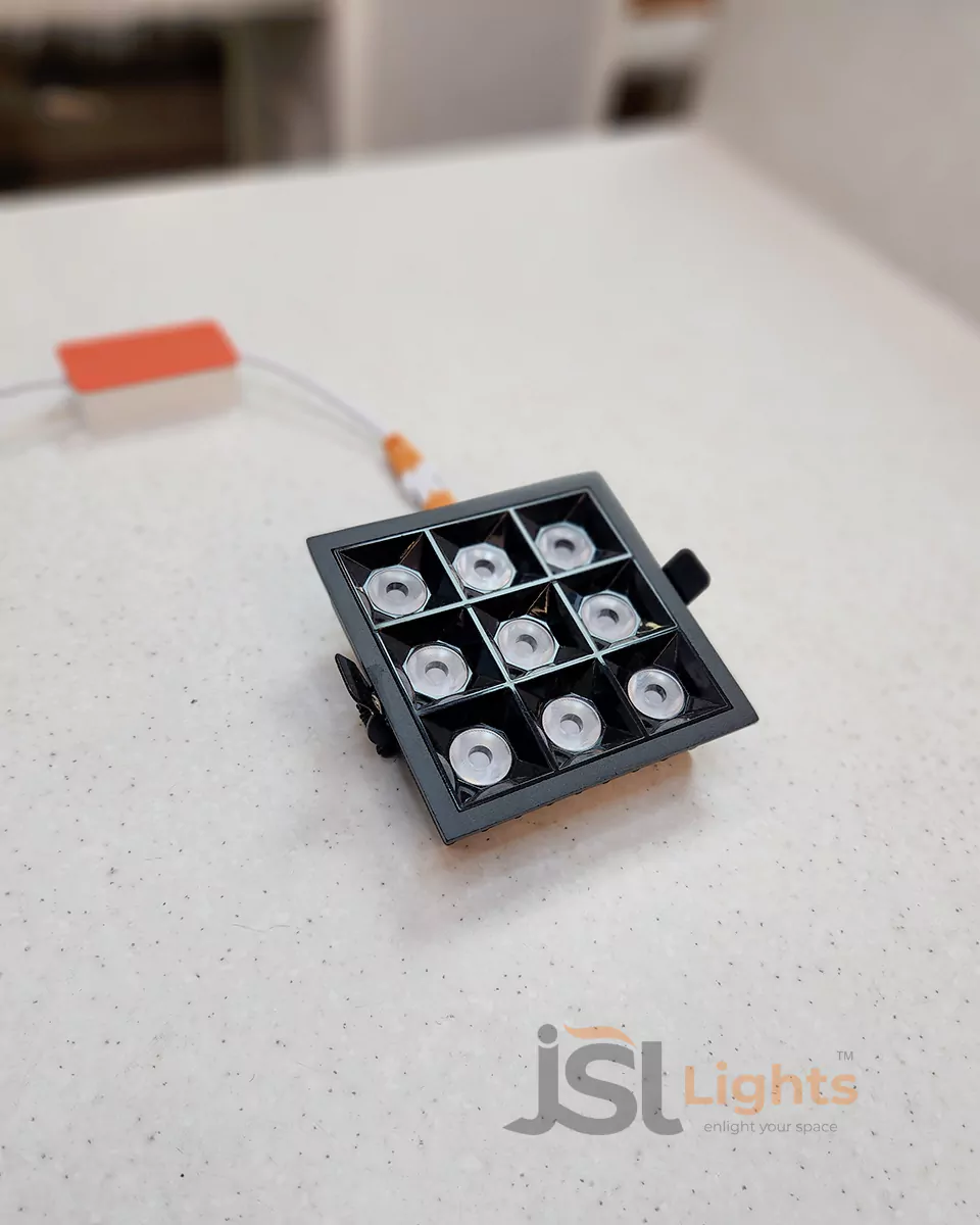9W Square LX 935 Black Recessed Spotlight for Home Ceiling with Driver