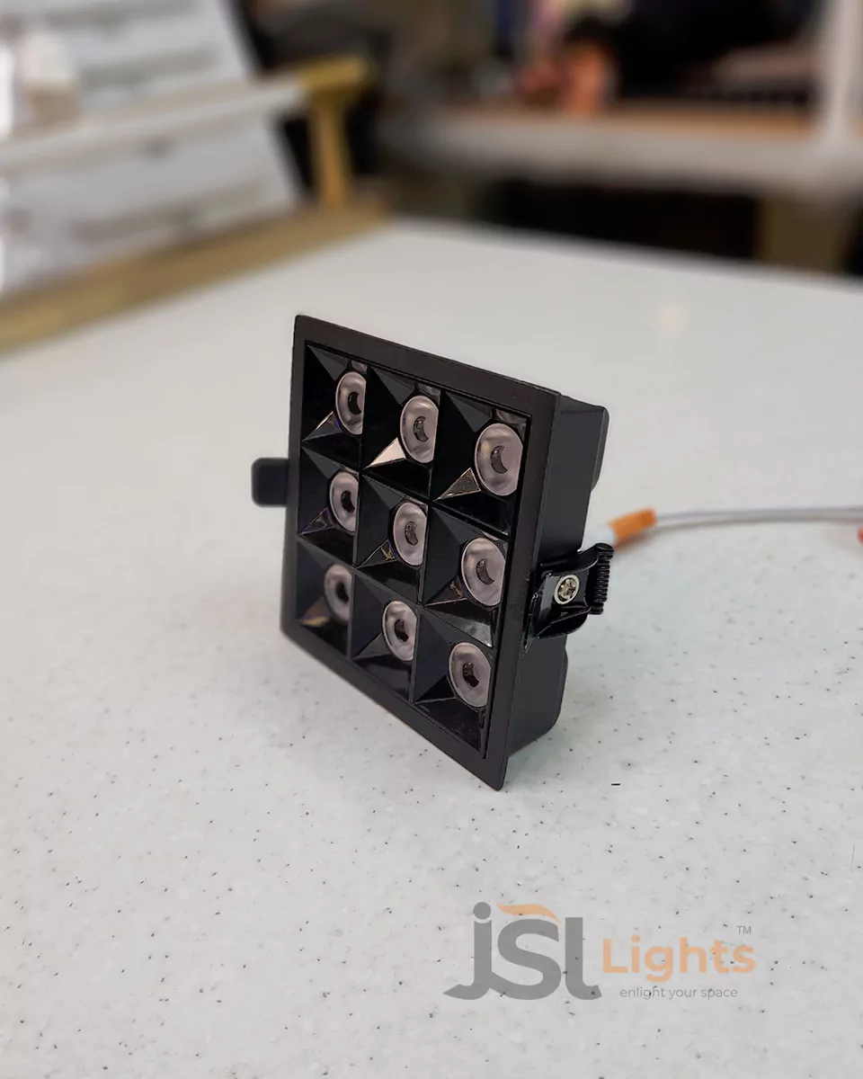 9W Square LX 935 Black Recessed Spotlight for Home Ceiling with Driver