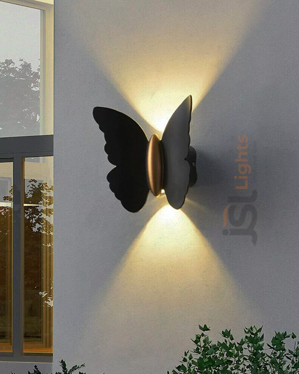 12W Black Butterfly Up Down Wall Light Outdoor Wall Decorative Washer Lamp 3000K IP54