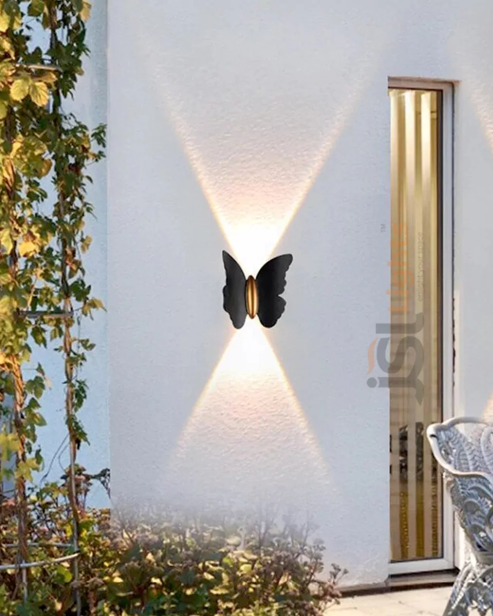 12W Black Butterfly Up Down Wall Light Outdoor Wall Decorative Washer Lamp 3000K IP54