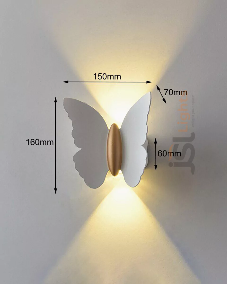 12W White Butterfly Up Down Wall Light Outdoor Wall Decorative Washer Lamp 3000K IP54