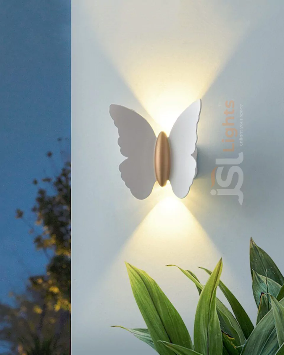 12W White Butterfly Up Down Wall Light Outdoor Wall Decorative Washer Lamp 3000K IP54