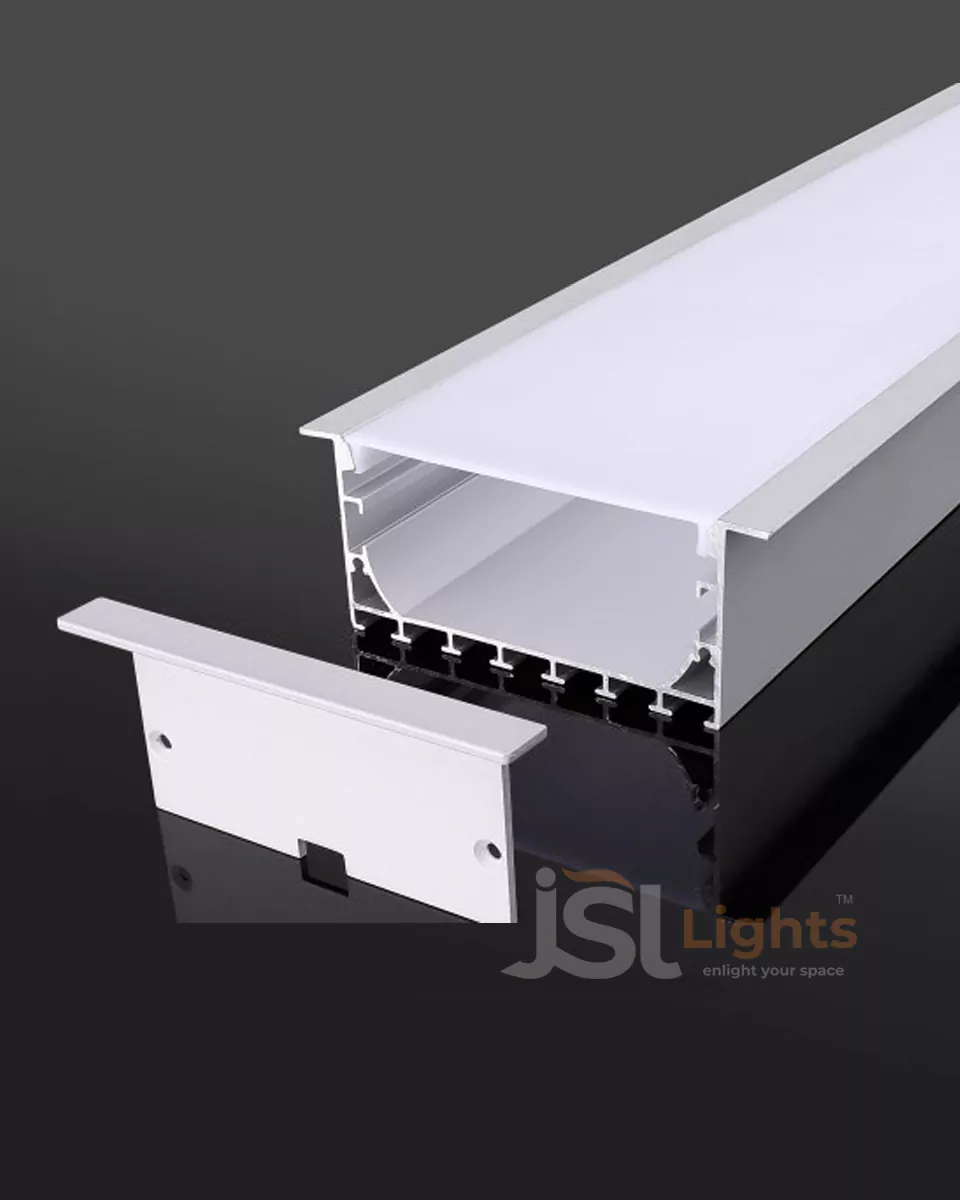 75x20mm Recessed Aluminium Profile Light Channel 7520 Collar Profile with White Diffuser for LED Strip Lighting