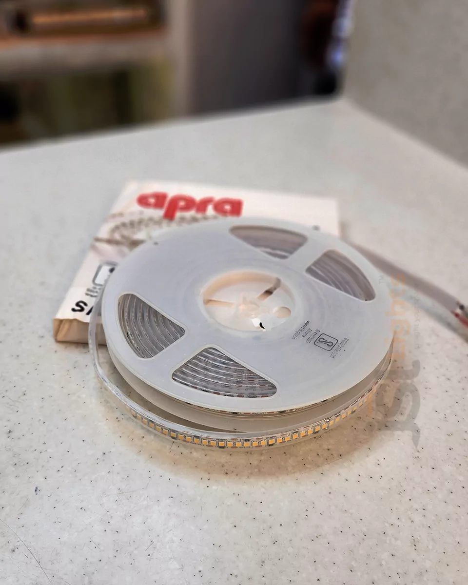 Apra 240LED Water Proof LED Strip Light 2835 SMD IP67 Profile Strip Light 3000K Cove Light | 5 Meter roll.