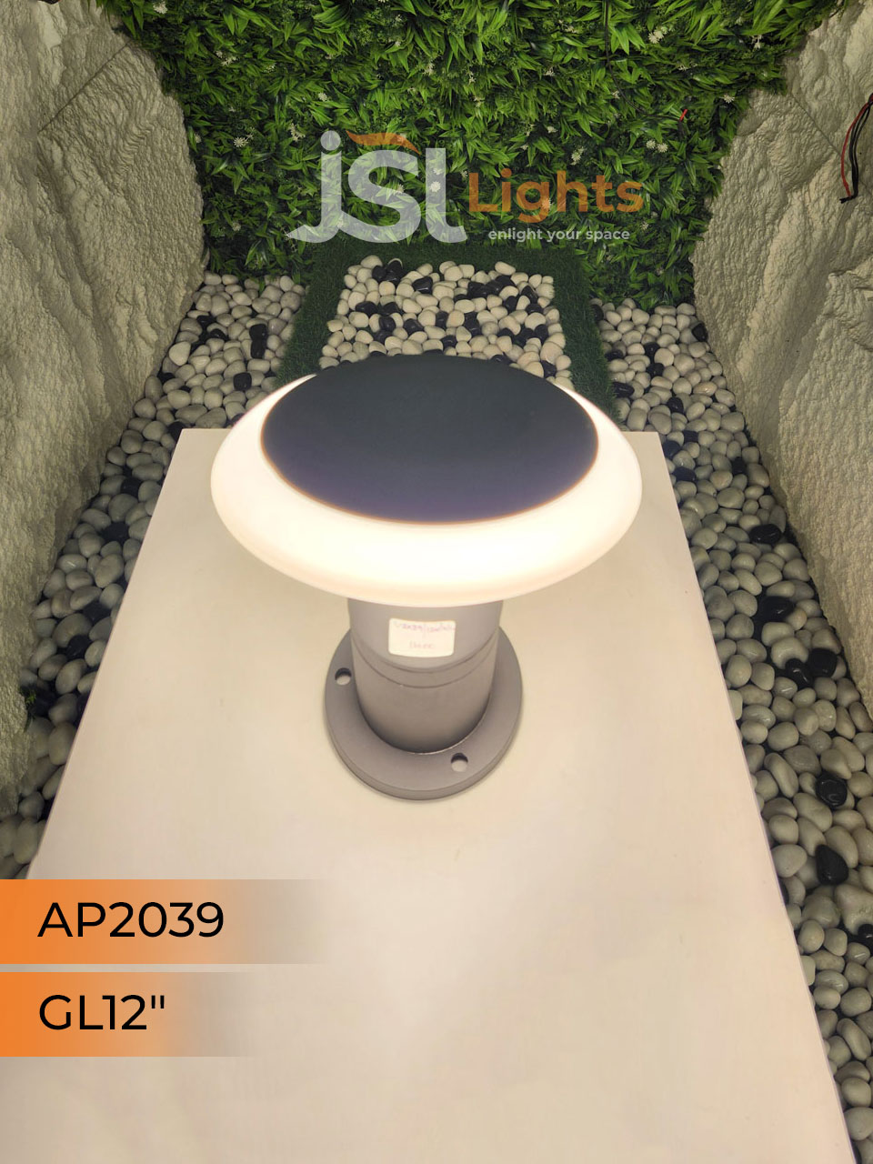 Apra 2039 Grey Gate Light 12 Inches for Outdoor Pillars 12W Gate Lamp Aluminium Body Pillar Post Light