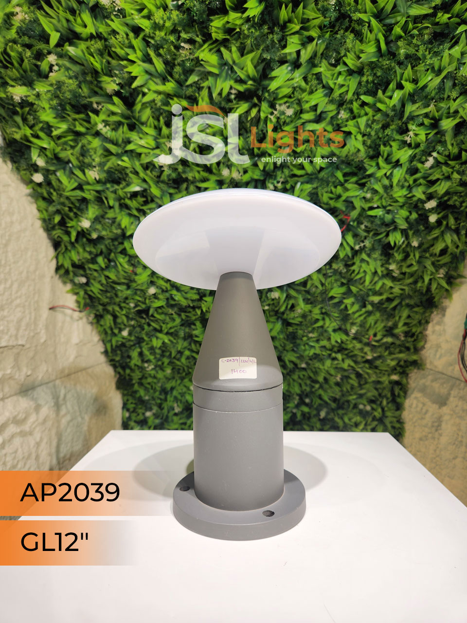 Apra 2039 Grey Gate Light 12 Inches for Outdoor Pillars 12W Gate Lamp Aluminium Body Pillar Post Light