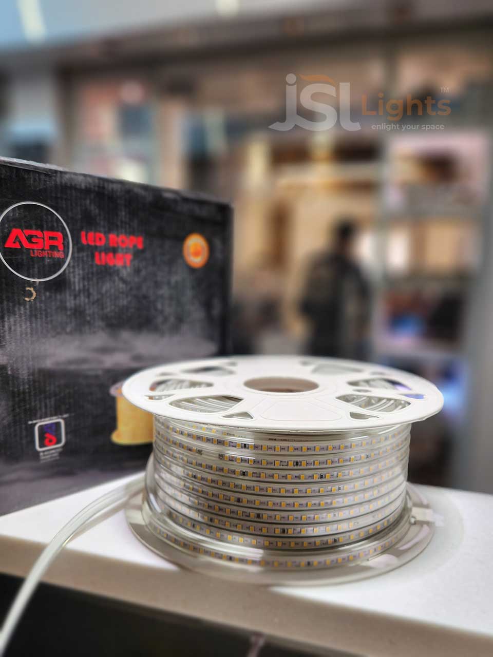 AGR 120 LED Outdoor Waterproof IP65 2835 SMD Rope Light Cove Light with Warm White 50 Meter Roll and 1 Connector Lead