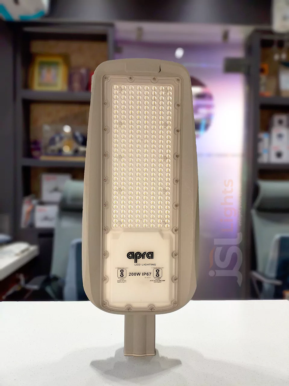 200W Grey LED Street Light with White LED Outdoor Waterproof IP67 Street Pole Light 6000K Pole Lamp Aluminium Die Casting Front View