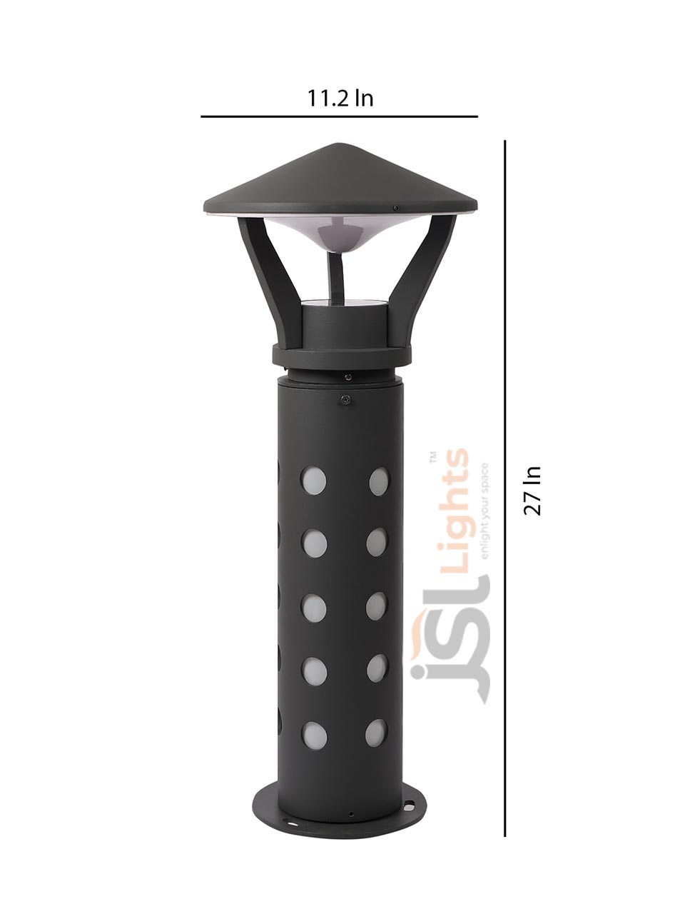 27" Outdoor Grey LED Garden Bollard Light 177 Pathway Light Aluminium Body with E27 Holder IP65