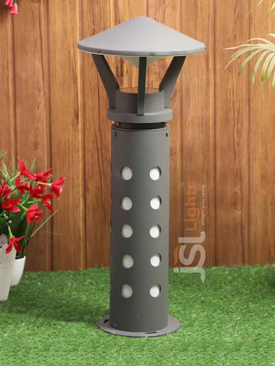 27" Outdoor Grey LED Garden Bollard Light 177 Pathway Light Aluminium Body with E27 Holder IP65