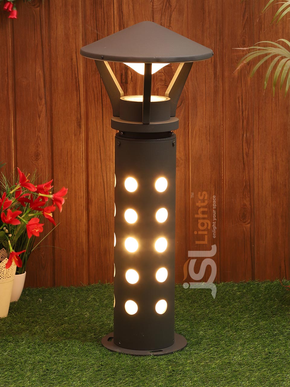 27" Outdoor Grey LED Garden Bollard Light 177 Pathway Light Aluminium Body with E27 Holder IP65