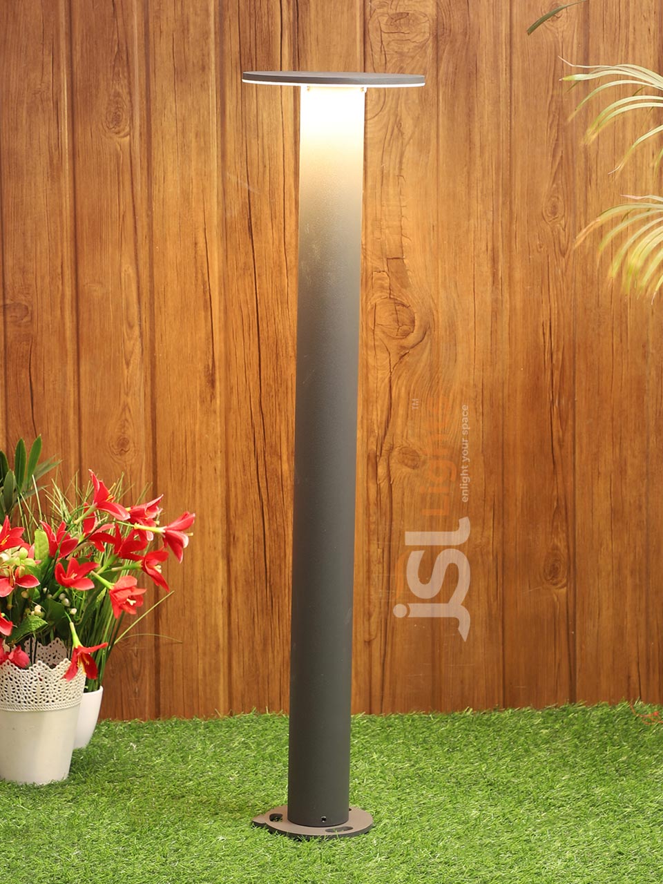 30" Outdoor Grey Round LED 12W Garden Bollard Light 7080 Pathway Light Aluminium Body with Inbuild LED IP65