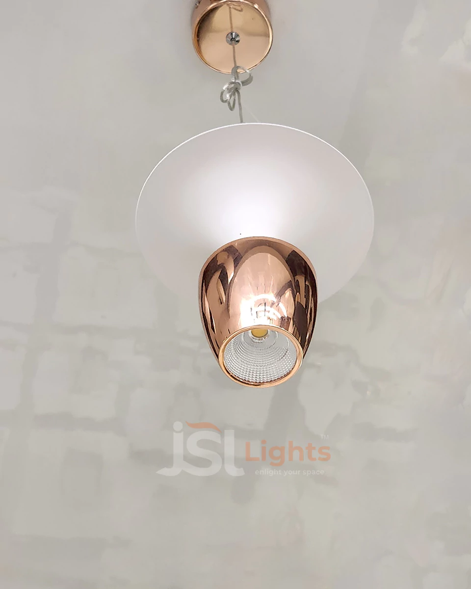8W LX 681 White Rosegold Fancy Hanging Lights for Home Ceiling Pendant Light with 3000K LED Color