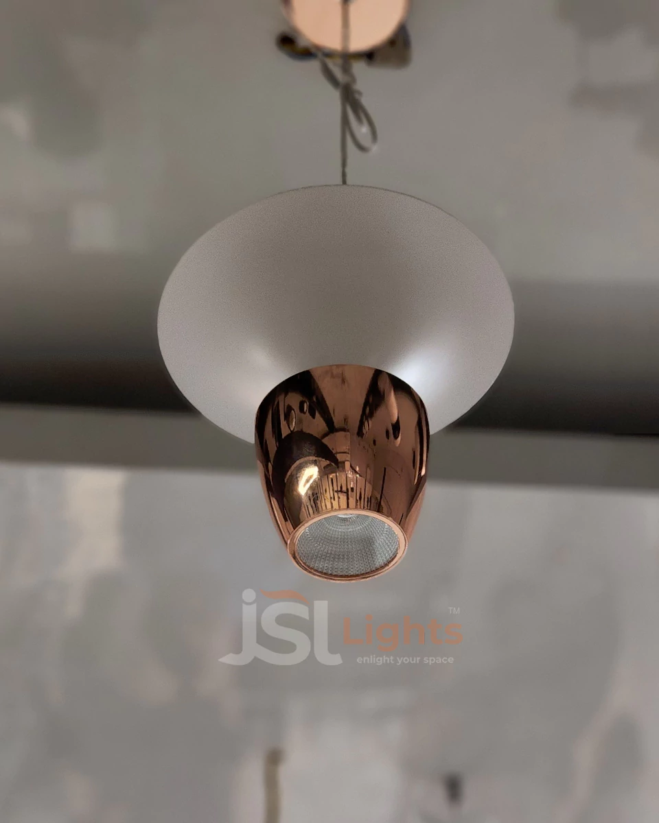 8W LX 681 White Rosegold Fancy Hanging Lights for Home Ceiling Pendant Light with 3000K LED Color