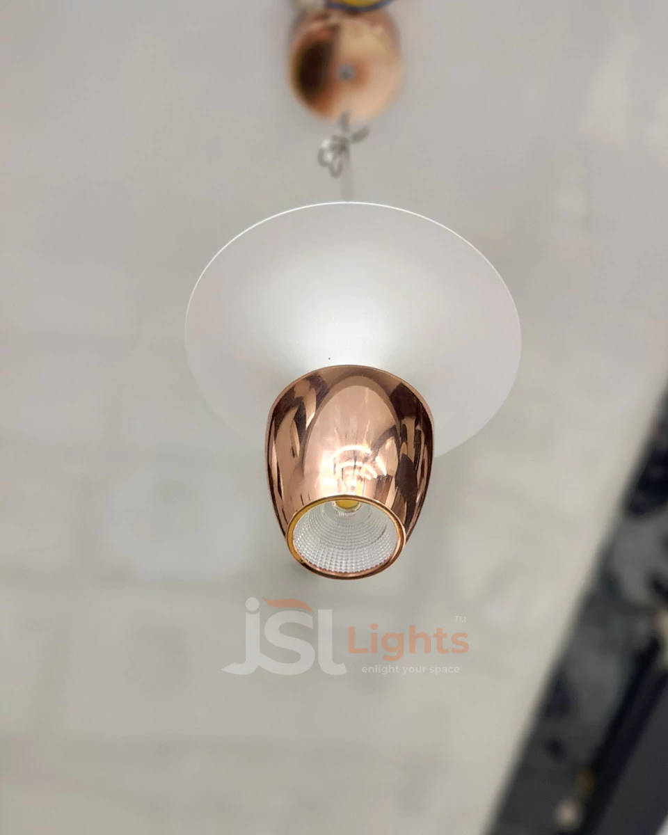 8W LX 681 White Rosegold Fancy Hanging Lights for Home Ceiling Pendant Light with 3000K LED Color